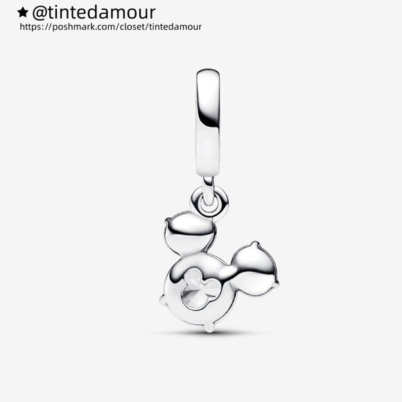 Pandora Disney Mickey Mouse Sparkling Head Silhouette Dangle Charm - Picture 2 of 5